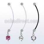 pndz383 piercing ombligo embarazada bolas 5mm acero colgante zirconia 10mm longitud 50mm mayorista