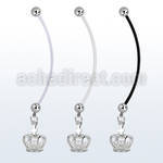 pndz590 piercing ombligo embarazada bolas 5mm acero colgante corona zirconia plata distribuidor