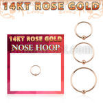 r14hob 14k rose gold endless nose hoop 2mm ball