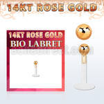 rbib25 labret bio flexible transparente bola oro rosa 14 kts 2 5mm presion distribuidor