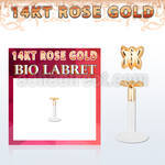 rbibt labret bio flexible transparente oro rosa 14 kts presion mariposa 2 5mm al por mayor