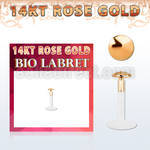 rbird labret bio flexible transparente oro rosa 14 kts presion redonda dorada lisa 2mm venta