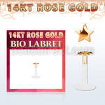 rbist labret bio flexible transparente oro rosa 14 kts presion estrella lisa oro 2 5mm distribuidor mayorista