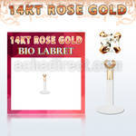 rbizqc labret bio flexible transparente oro rosa 14 kts presion zirconia cuadrada 2mm al por mayor