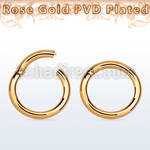 rose gold pvd plated steel hinged segment ring, 12g (2mm)