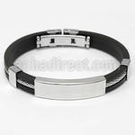 rsb133 brazalete ancla acero inoxidable goma placa nombre grabable brillo espejo distribuidor mayorista