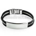 rsb14 brazalete ancla goma acero inoxidable placa nombre decorada brillo espejo mayorista