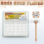 rsbp14xc caja display piercing nariz hueso plata esterlina 0 6mm oro rosa cristal redondo claro 2mm distribuidor