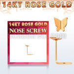 rsbt2 piercing nariz oro rosa 14 kts 0.6mm mariposa moderna oro lisa 2 5mm al por mayor