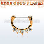 rsepq16 septum clicker plata 925 oro rosa 18 kts barra cierre acero 316l 1 zirconia 4 zirconia barra 14 516 6mm 8mm al por mayor