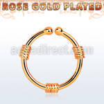 rssep12h anillo septum falso plata 925 oro rosa 1mm tres alambres envueltos alrededor anillo 12mm al por mayor