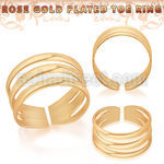 rt564 rosegold plated silver adjustable toe ring three bands