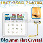 sfbrg16c caja 16 piercing nariz l plata esterlina 925 0 6mm oro 18 kts cristal claro extra plano 3mm mayorista