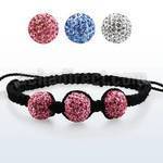 shm1 brazalete shamballa cuerda piel 3 bolas cubiertas multi cristal 14mm diametro ajustable distribuidor