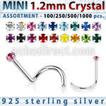 silver nose screw bulk w mini 1.2mm prong set crystals