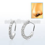 silver nose stud w clear crystal curved top