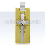 spd185 colgante acero inoxidable tonos cruz mate fondo oro cristal claro centro mayorista