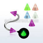 speglcn espiral ceja acero quirurgico conos acrilicos brillan oscuridad 3mm al por mayor