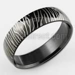 srb53 anillo acero inoxidable anodizado negro rayas cebra mayorista
