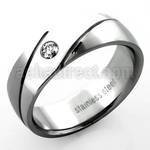 src22 alianza boda acero inoxidable brillo espejo surcos diagonales centro cristal claro anchura mujer 4mm anchura hombre 7mm distribuidor