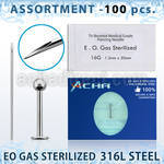 sset03 kit piercings profesional 100 labrets acero quirurgico 316l bola 3mm 100 agujas acero quirurgico esterilizadas distribuidor