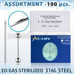 sset06 kit piercings profesional 100 barbells lengua acero quirurgico 316l bolas 6mm 100 agujas acero quirurgico esterilizadas distribuidor