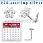sxbufc36 silver nose studs 22g butterfly clear crystals 36
