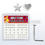 sxvhs caja display piercing nariz l plata esterlina 925 0 6mm estrella corazon plata lisa 2 5mm al por mayor