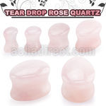 tgsb rose quartz double flare saddle plug teardrop shape