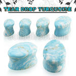 tgsc turquoise double flare saddle plug teardrop shape