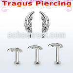 tlbfe labret tragus acero 316l base redonda 2 5mm tragus piercing pluma venta