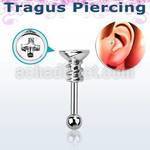 trg14 piercing tragus para cartilago acero quirurgico tornillo estrella bola cierre 3mm acero liso distribuidor