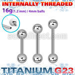 ubbeb4si titanium g23 internal barbell 4mm balls