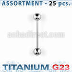 ublk02 surtido piercings 25 barbells lengua titanio g23 bolas 6mm distribuidor mayorista