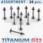 ublk04 surtido piercings 20 labret titanio g23 conos 3mm al por mayor
