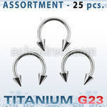 ublk23 surtido piercings 25 barbells circulares titanio g23 conos 3mm mayorista
