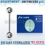 ublk477 surtido piercing surtido 250 50 piercings esterilizados barbells lengua titanio g23 bolas 6mm al por mayor