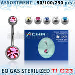 ublk484 surtido piercigs surtido 250 50 piercings esterilizados piercing ombligo titanio g23 bolas joya bisel 5 8mm venta