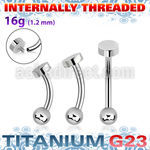 ubnbin2 titanium g23 banana 16g flat round top internal