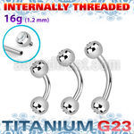 ubnejb4i titanium g23 eyebrow banana jewel balls internal