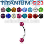 ubnfr3 titanium g23 eyebrow banana 3mm multi crystal balls