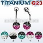 ubnfr8e piercing ombligo titanio g23 bola titanio 5mm bola 8mm multi cristal ferido colores distribuidor