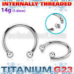 ucbbih titanium g23 circular barbell facing balls internal