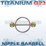 ugfnpe5 pezonera redonda acero 316l barbell titanio g23 bolas multi cristal ferido 5mm bandera gay al por mayor