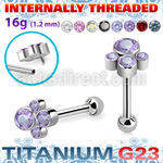 uhein22 titanium barbell four bezel cz cluster ball internal