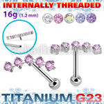uhein27 titanium barbell prong cz curve top ball internal