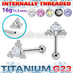 uhein7 titanium g23 internally threaded barbell round cz