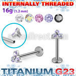 ulbin13s titanium g23 labret 16g triangle color cz internal