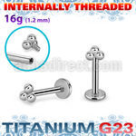 ulbin14 titanium g23 internally threaded labret triple balls