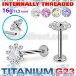 ulbin16 titanium g23 labret flower top cz balls internal